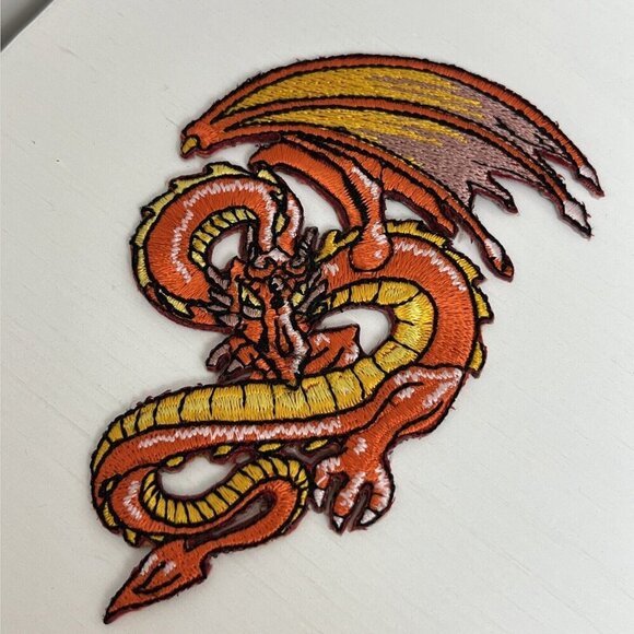 Chinese Dragon Embroidered Patch Sew /Iron on Patch for bags jackets jeans 3.5" - Picture 1 of 10